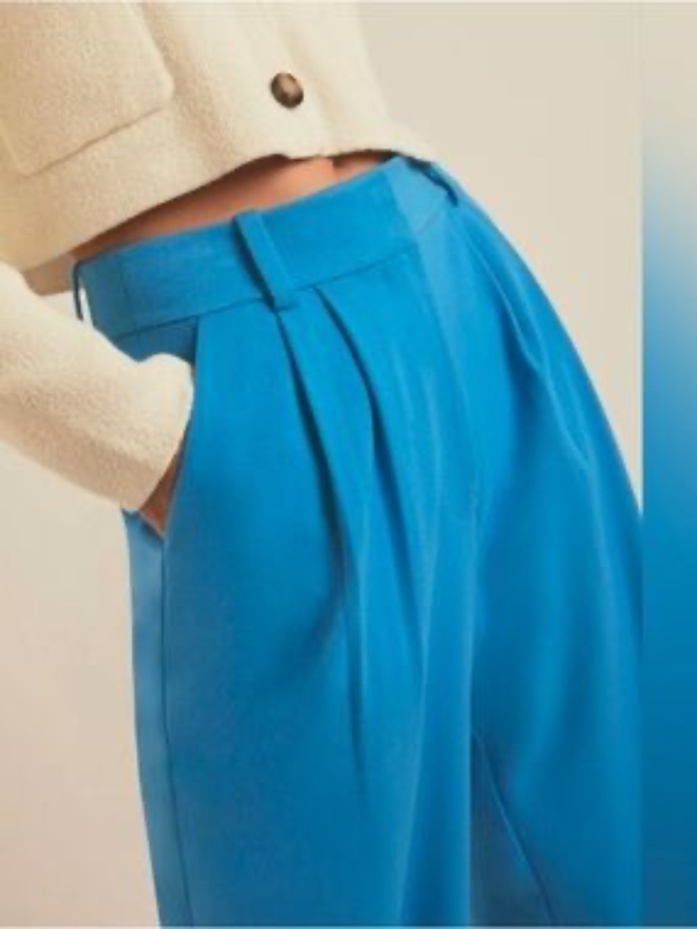 NWT - Favorite Daughter Tailored High-Waist Pleated Trousers in Vibrant Blue